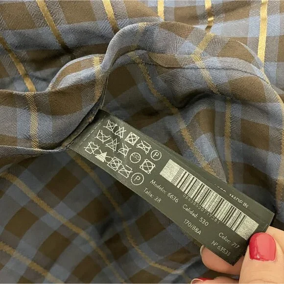 Massimo Dutti Womens Dress EU 38
US 6 Plaid Halter Neck Blue Brown NWT - Picture 13 of 15